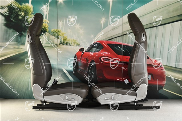 Seats, el. adjustable, leather, agate grey, set, L+R