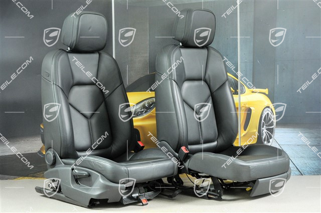 Seats, el. adjustable, leather, black, set (L+R)