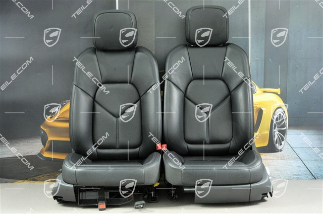 Seats, el. adjustable, leather, black, set (L+R)