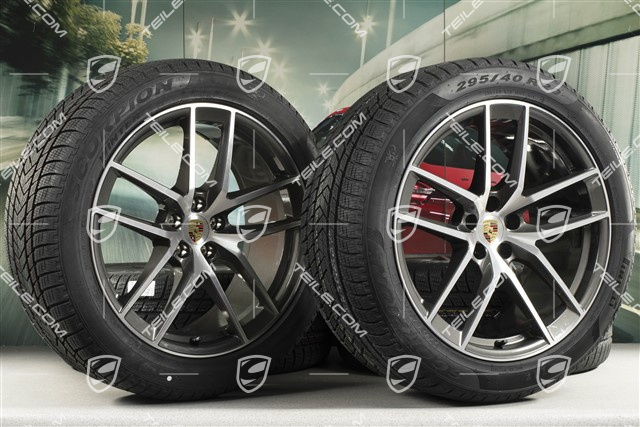 20-inch "Macan S" winter wheels set, rims 9J x 20 ET26 + 10J x 20 ET19, Pirelli winter tyres 265/45 R 20 + 295/40 R 20, titanium dark/burnished, with TPMS