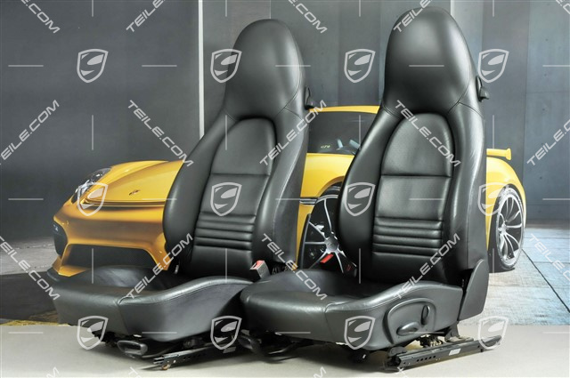 Seats, manual adjustable, heating, leather/leatherette, Black, set (L+R)