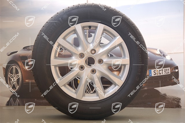 Set of 18" Cayenne summer wheels, 8J x 18 ET53 rims + NEW Continental summer tyres 255/55 R18
