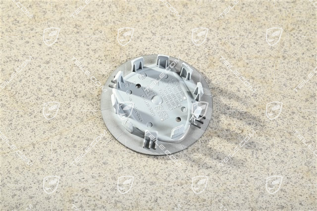 Hub cap, concave, emblem coloured, platinum silver