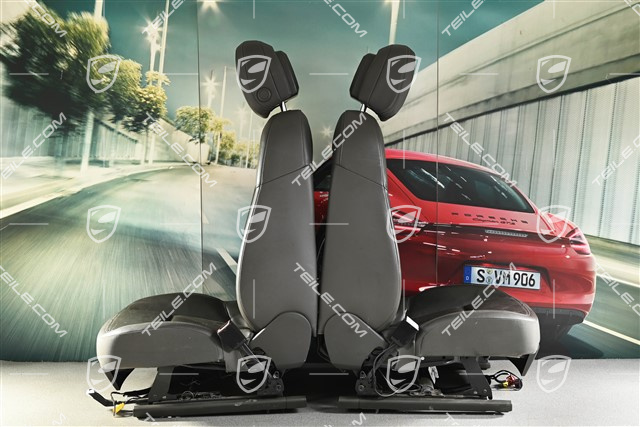 Seats, right el. adjustment, left manual, leather, agate grey, set (L+R)