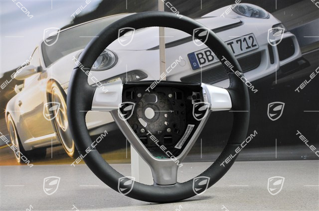 3-spoke steering wheel, black leather 3-spoke steering wheel, black leather