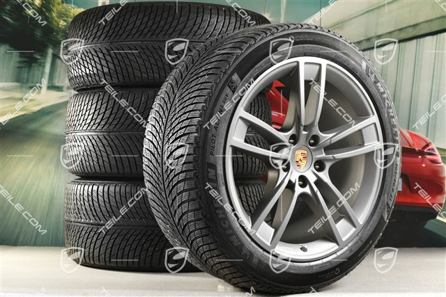 21-inch Cayenne Turbo II Design, winter wheel set, rims 9,5J x 21 ET46 + 11,0J x 21 ET58 + NEW Michelin winter tyres 275/40 R21 + 305/35 R21, with TPMS, Vesuvgrau
