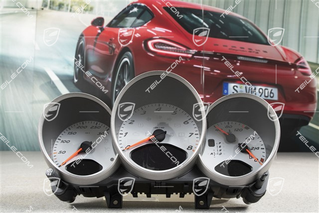 Instrument cluster complete, volcano grey, Boxster S / Cayman S, PDK Transmission