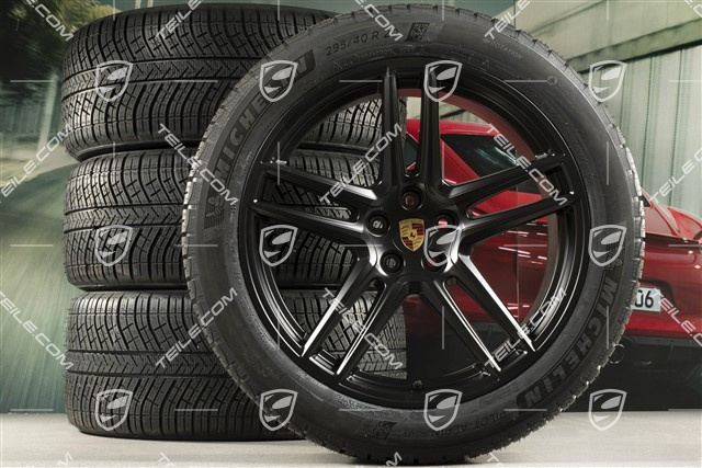 20-inch "Macan Turbo" winter wheels set, rims 9J x 20 ET26 + 10J x 20 ET19 + NEW Michelin Latitude Alpin 5, 265/45 R20 + 295/40 R20, black satin mat, with TPMS