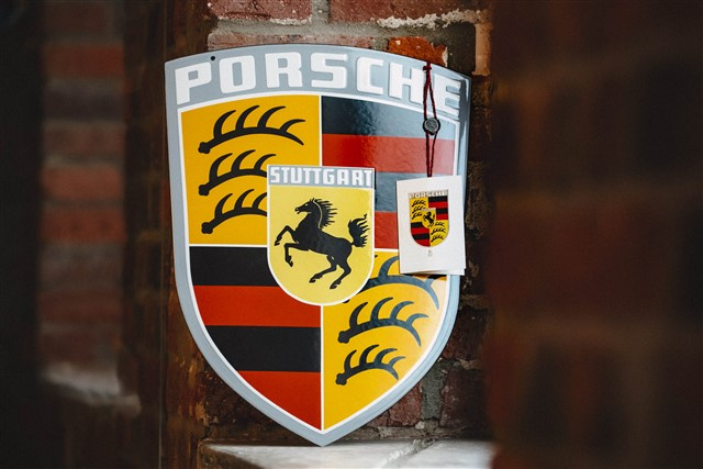 Porsche Classic enamel plate - Porsche Crest, 45 x 38 cm