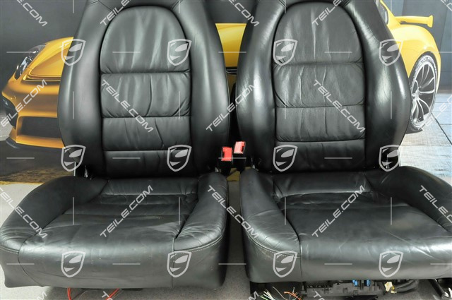 Sitze, el einstellbar, Leder, Schwarz, Raffleder, Satz (L+R)