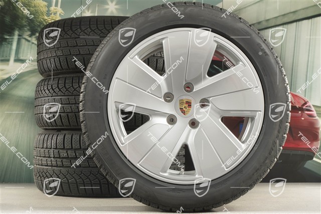 19" Taycan S Winterräder Satz, Felgen 8J x 19 ET50 + 10J x 19 ET47 + NEUE Pirelli Winterreifen 225/55 R19 + 275/45 R19