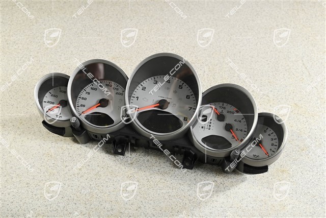 Instrument cluster / Speedometer, PDK transmission, Silver / Volcano grey Dials, USA version