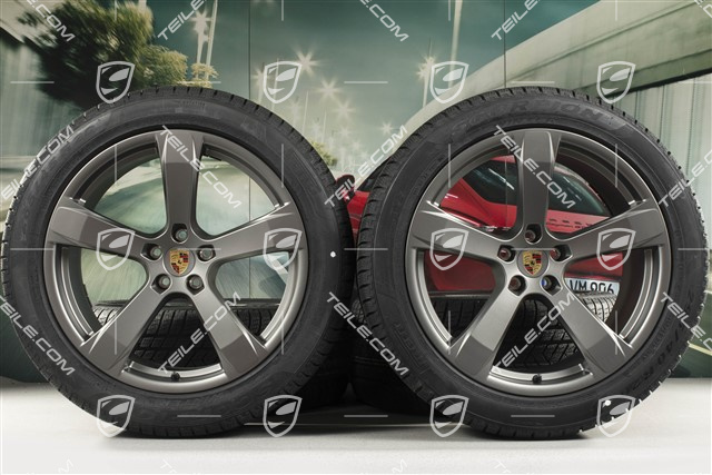 20-inch "Macan Sport" winter wheels set, rims 9J x 20 ET26 + 10J x 20 ET19, Pirelli winter tyres 265/45 R 20 + 295/40 R 20, platinum satin matt, with TPMS