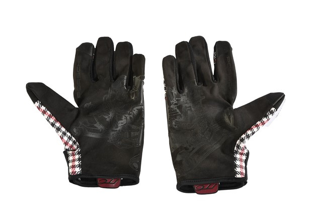Porsche Classic Assembly gloves, Pepita / houndstooth, red/black, size 10