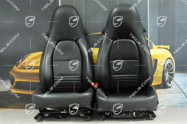 Seats, el adjustable, heating, leather, Black, set (L+R)