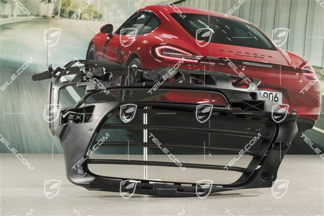 Front bumper retainer frame / grille / vent, lateral, Black matte, R