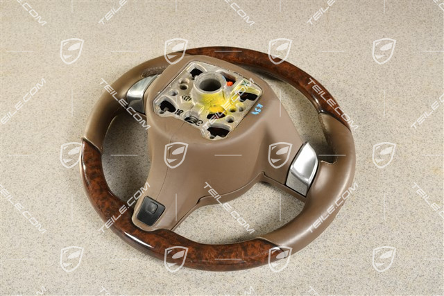 Steering wheel, multi-function, PDK, heating, leather Espresso with Mahogany wood
