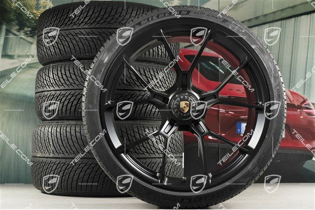 20"+21" GT3 / GT3RS winter wheels, complete set, centre-mounted rims 9J x 20 ET43 + 11.5J x 21 ET46 + Michelin Pilot Alpin 5 winter tyres 245/35 R20 + 305/30 R21, black satin matt