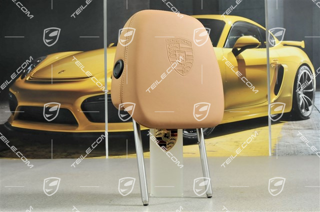 Heat rest, Porsche crest, nature leather, Cognac, R Heat rest, Porsche crest, nature leather, Cognac, R