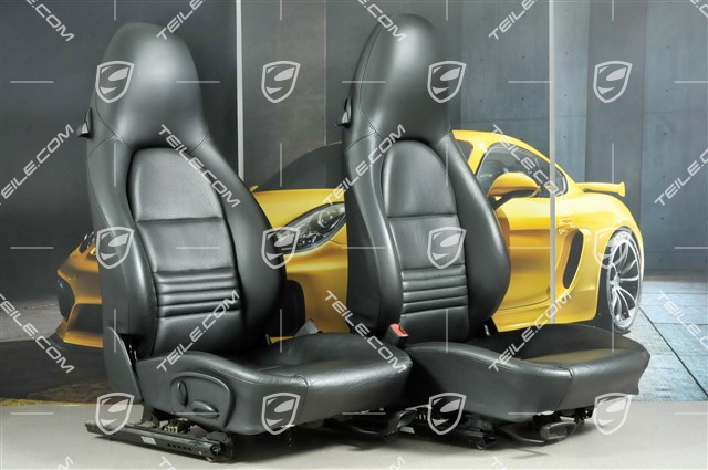 Seats, manual adjustable, heating, leather/leatherette, Black, set (L+R)