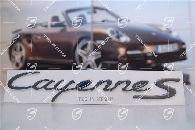 "Cayenne S" logo, titanium metallic "Cayenne S" logo, titanium metallic