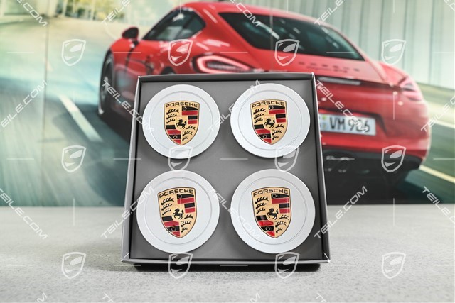 Hub cap set, crest coloured, Silver