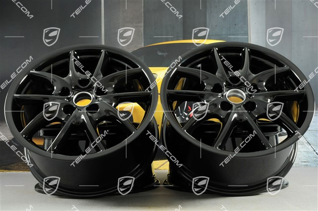 19-inch Cayenne Design wheel set, 9J x 19 ET60, black high gloss 19-inch Cayenne Design wheel set, 9J x 19 ET60, black high gloss