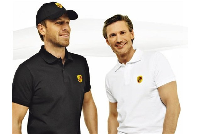 Porsche crest polo shirt, white,  M 48/50