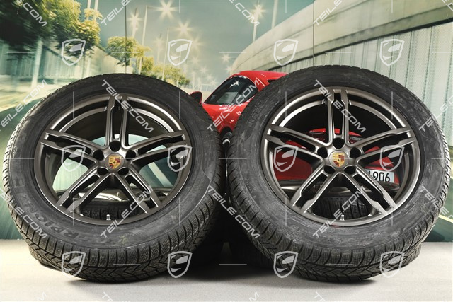 19-inch "Macan Turbo" winter wheels set, rims 8J x 19 ET21 + 9J x 19 ET21, NEW Pirelli winter tyres 235/55 R 19 + 255/50 R 19, with TPMS,platinum satin-matt