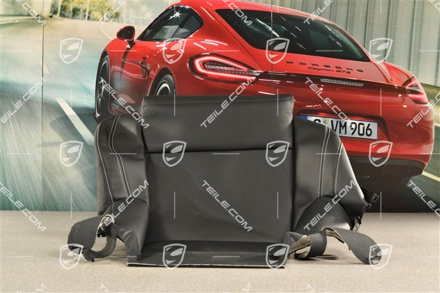 Bezug, Leder Schwarz mit Kreide Naht Faden, R