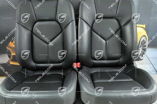 Seats, el. adjustable, leather, black, set (L+R)