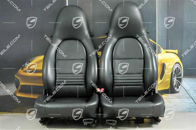 Seats, manual adjustable, heating, leather/leatherette, Black, set (L+R)