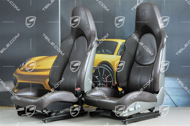 Sportsitze, el.einstellbar, Leder, Cocoa, Porsche Wappen, Satz (L+R)