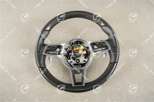 Multifunction steering wheel, PDK, Leather/Carbon, Heated, Black