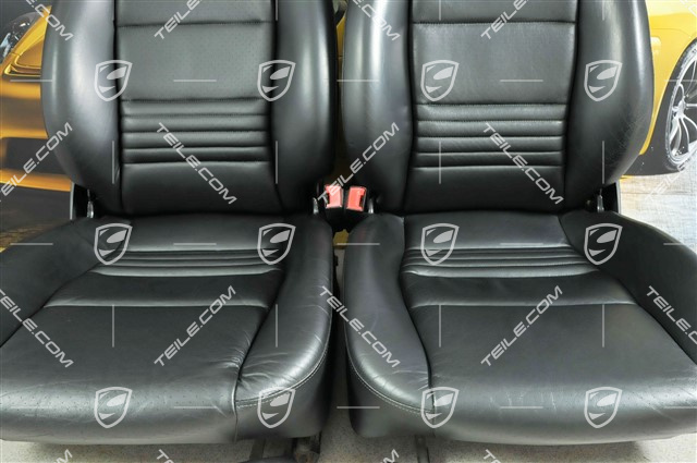 Seats, manual adjustable, heating, leather/leatherette, Black, set (L+R)