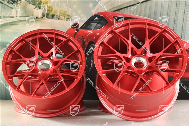20"+21" GT3RS komplet felg, felgi 10J x 20 ET45 + 13J x 21 ET31, czerwone Pyrored