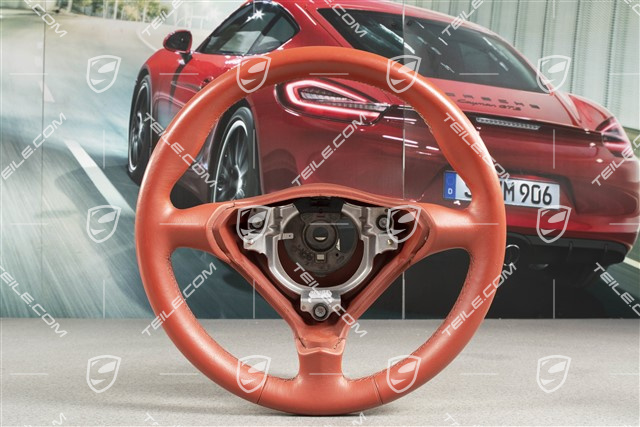 3-spoke steering wheel, leather, Boxster red