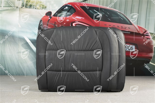 Back seat backrest, Draped leather, black, Coupe, R