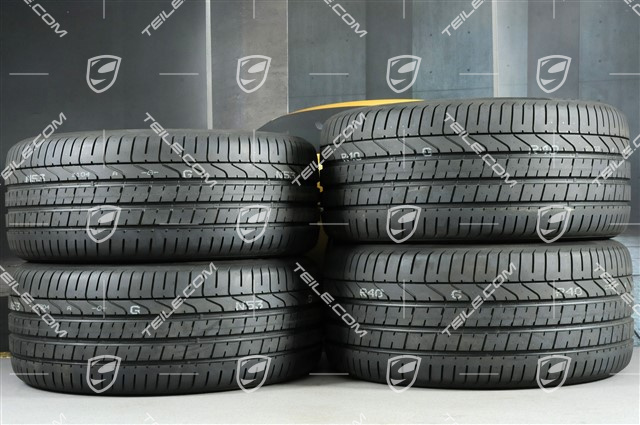21-inch Cayenne Exclusive Design summer wheel set, rims 9,5J x 21 ET46 + 11,0J x 21 ET58 + Pirelli P Zero summer tyres 285/40 R21 + 315/35 R21, with TPMS, Platinum satin matt