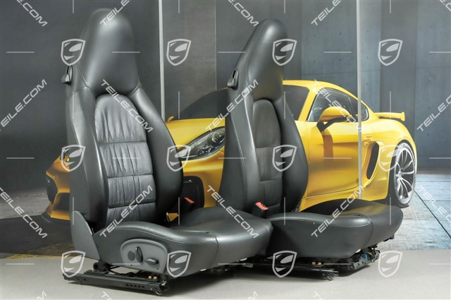 Seats, el adjustable, heating, leather, Black, Draped, set (L+R)