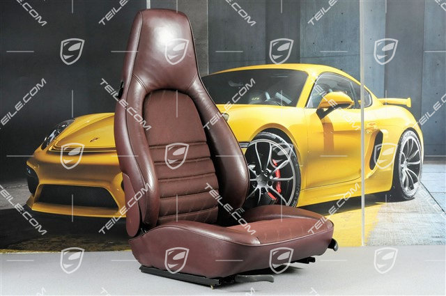 Sitz, manual einstellbar, Kunstleder Mittelbahn Porsche-Schriftzugstoff, Weinrot, R