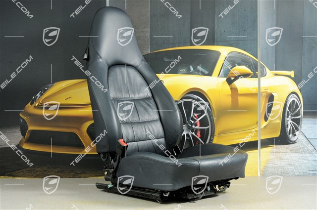 Seat, el adjustable, leather, Metropole blue, Draped, Porsche crest, L
